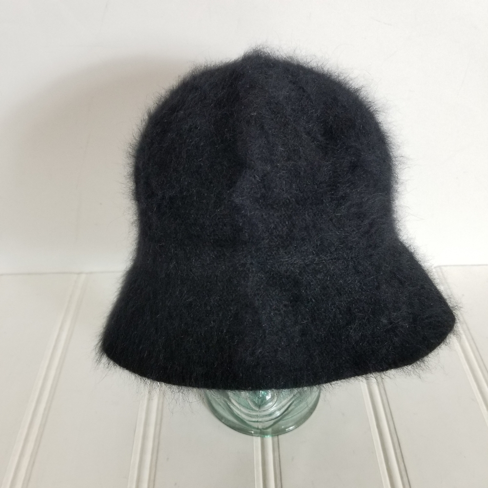 Bucket Hat Black Angora Rabbit Fur Winter Streetwear - Picture 6 of 12
